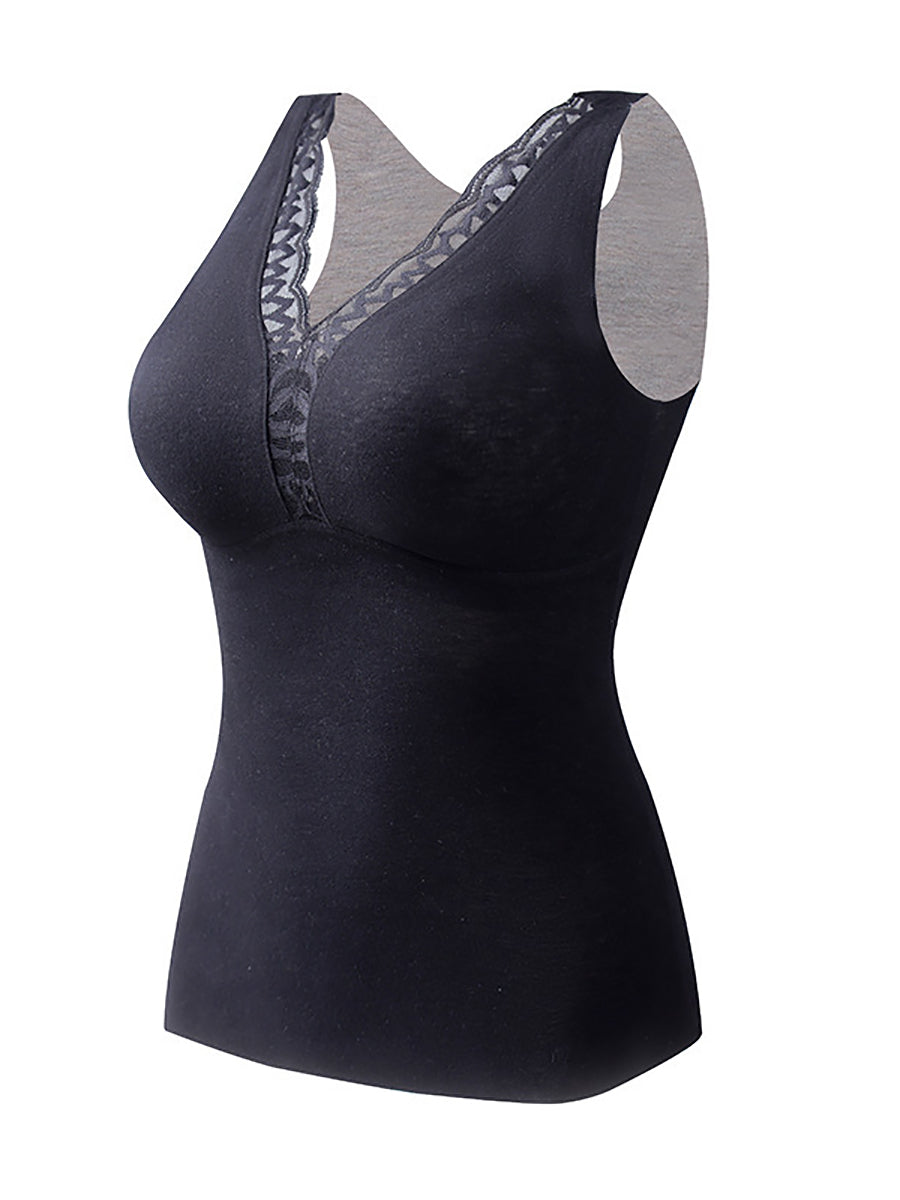 Women Winter Warm V-Neck Lace With Bra Pad Base