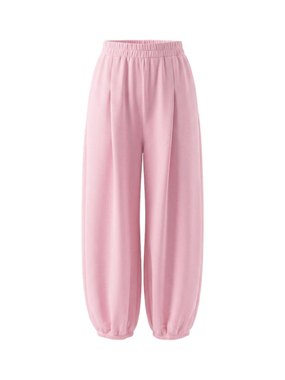 Cropped High Waisted Pleated Pockets Solid Color Pants Trousers
