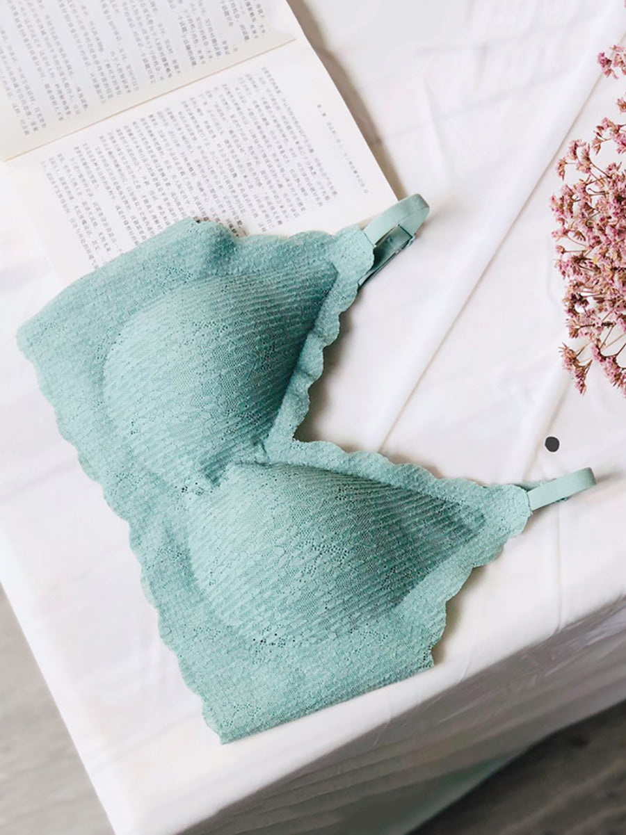 Women Summer Casual Pure Color Satin Seamless Bra