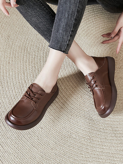 Women Casual Genuine Leather Low Heel Loafer Shoes