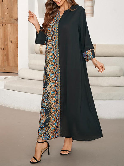 Loose Asymmetric Printed Maxi Dresses