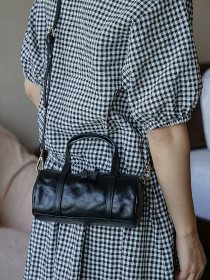 Crinkled Leather Mini Handbag Crossbody Bag