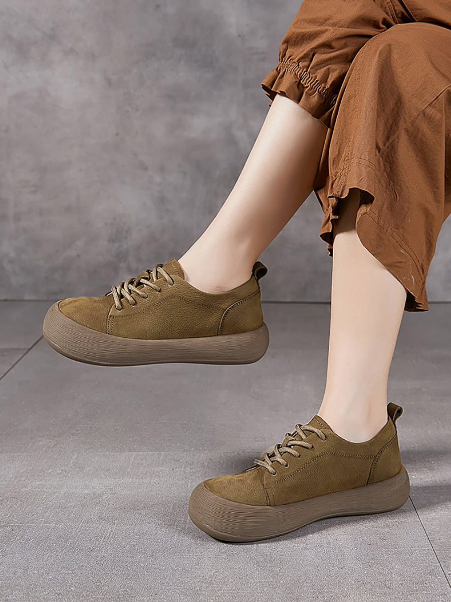 Women Summer Genuine Leather Strap Flat Shoes
