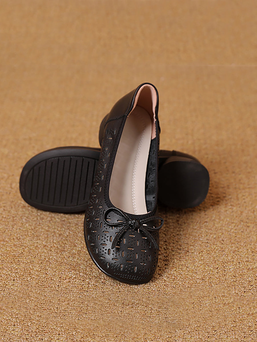 Women Summer Artsy Genuine Leather Low Heel Shoes