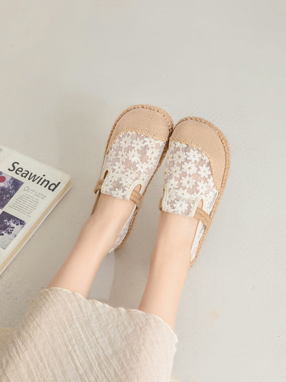 Women Artsy Summer Flower Embroidery Shoes