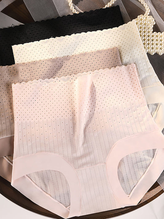 4 Pieces Summer Women Pure Color High Waist Underwear