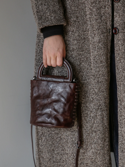Vintage Leather Artistic Bucket Bag