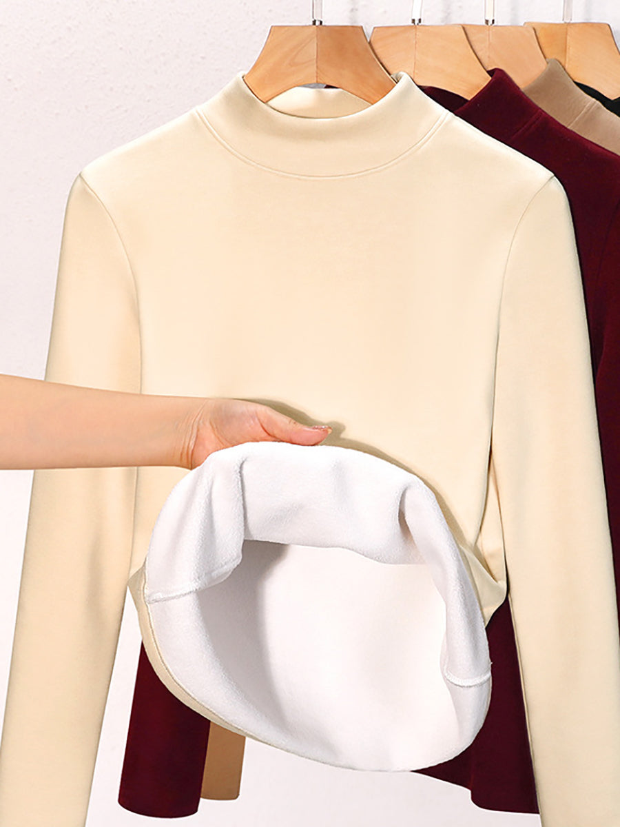 Women Autumn Casual Warm Half-Turtleneck Base Blouse