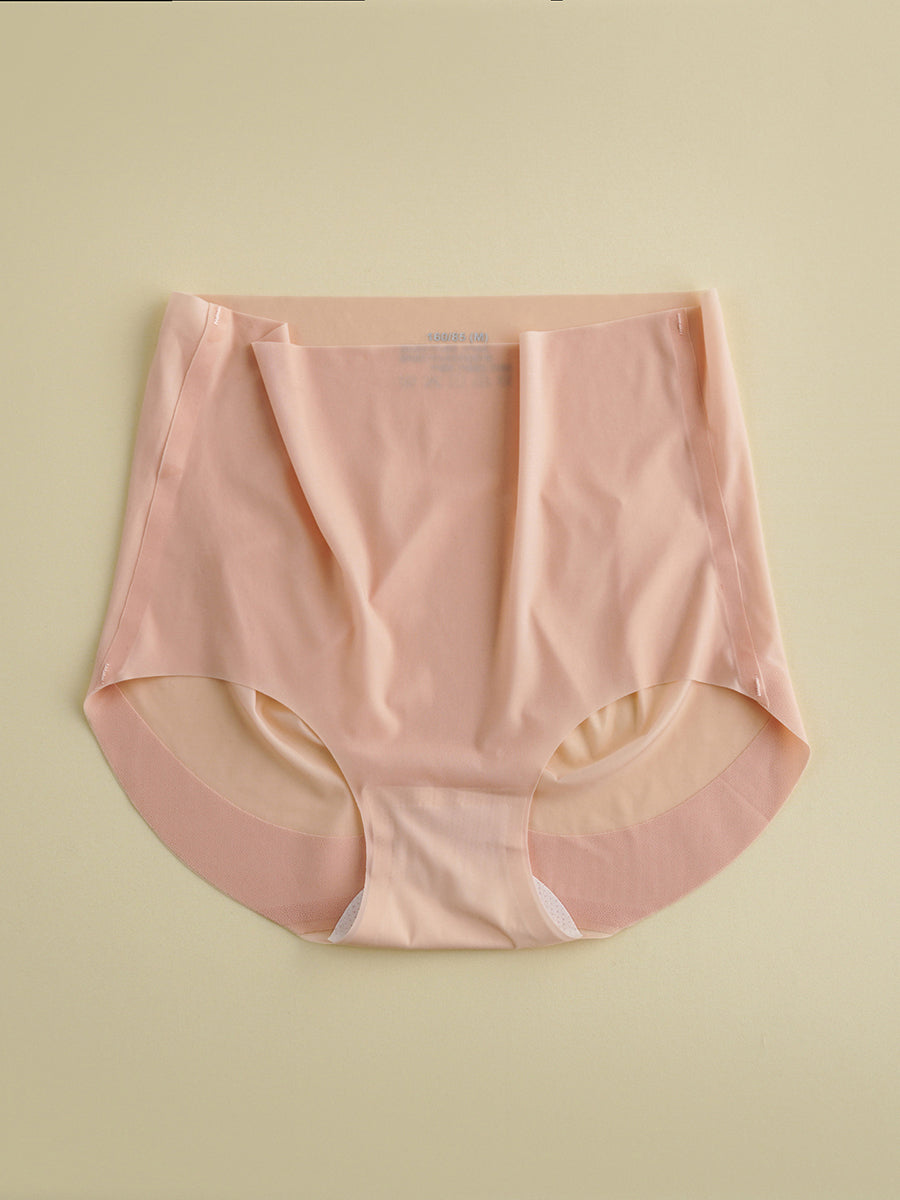 2 Pieces Women Casual Solid Silk High-Waist Breathable Underwear