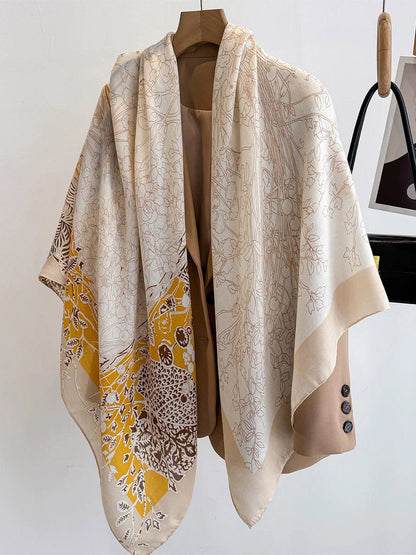 Leaves Print Flower Print Shawl&Scarf