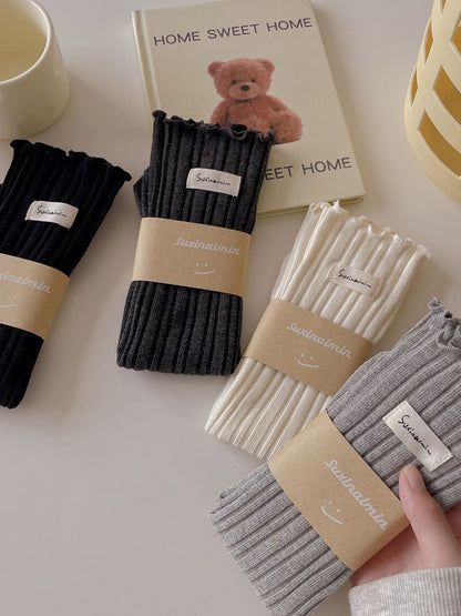 Pleated Wood Ear Lace Socks