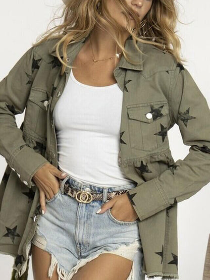 Long Sleeves Loose Fringed Pleated Split-Joint Lapel Outerwear