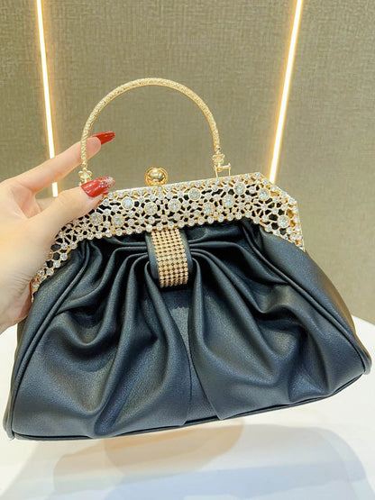 Chains Pleated Rhine Stones Split-Joint Evening Bags & Clutches Handbags