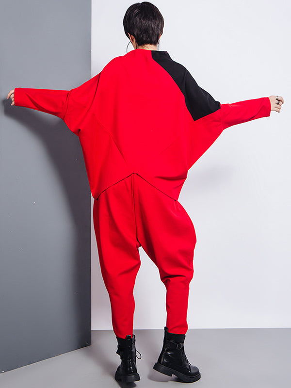 Casual Loose Split-Joint Solid Color High-Waisted Harem Pants