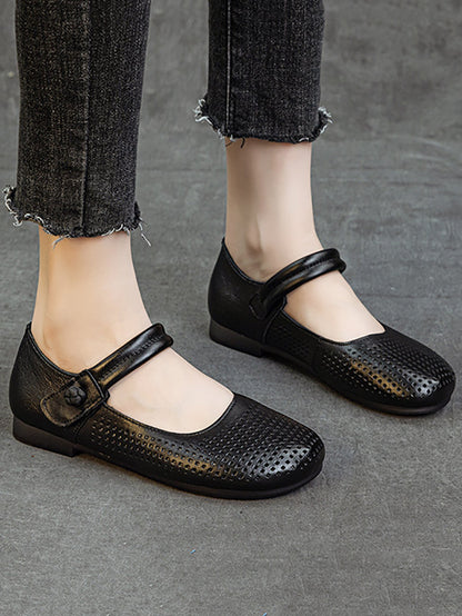Women Casual Summer Genuine Leather Hollow Out Shoes