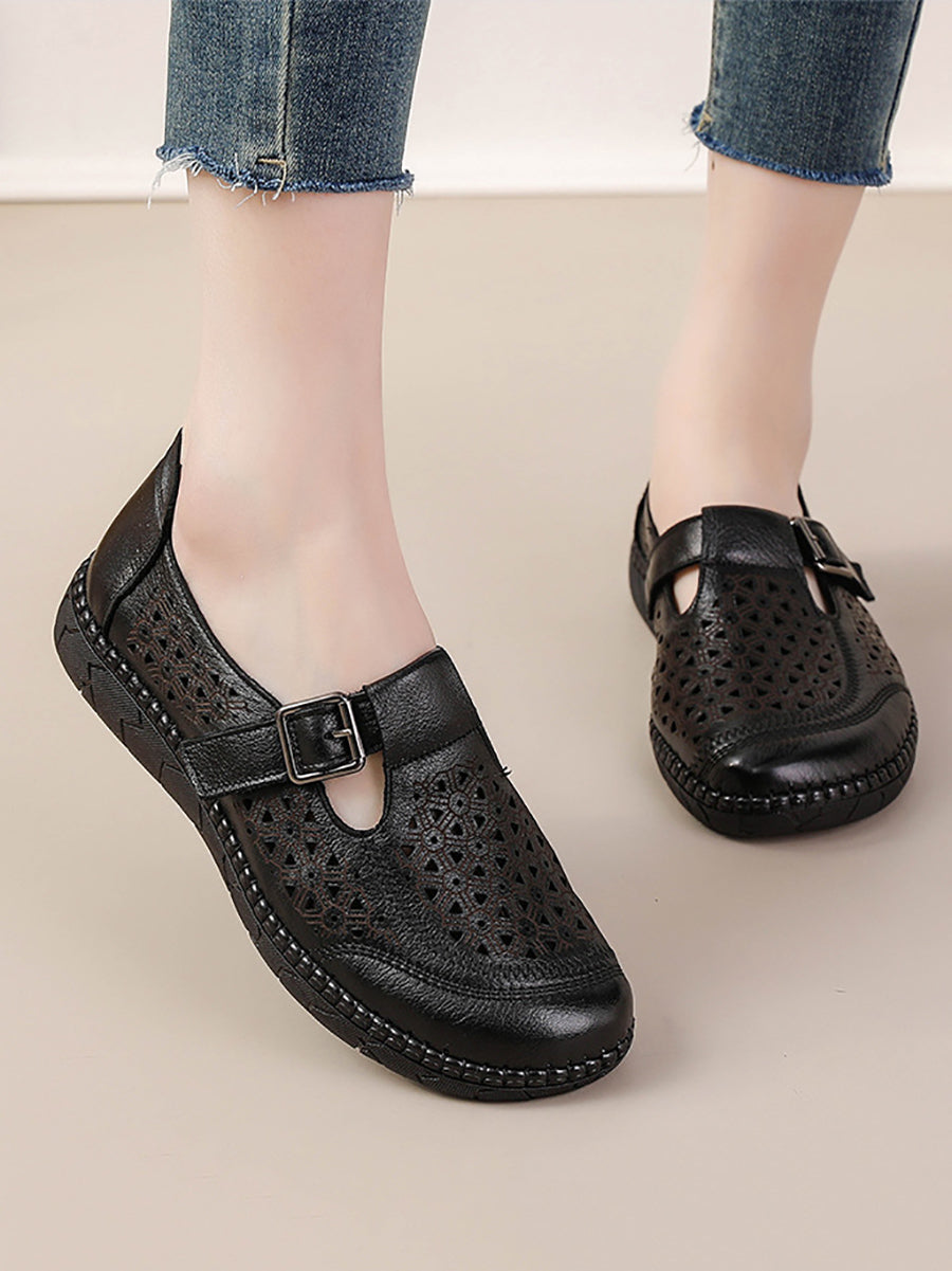 Women Summer Casual Genuine Leather Flat Sandals