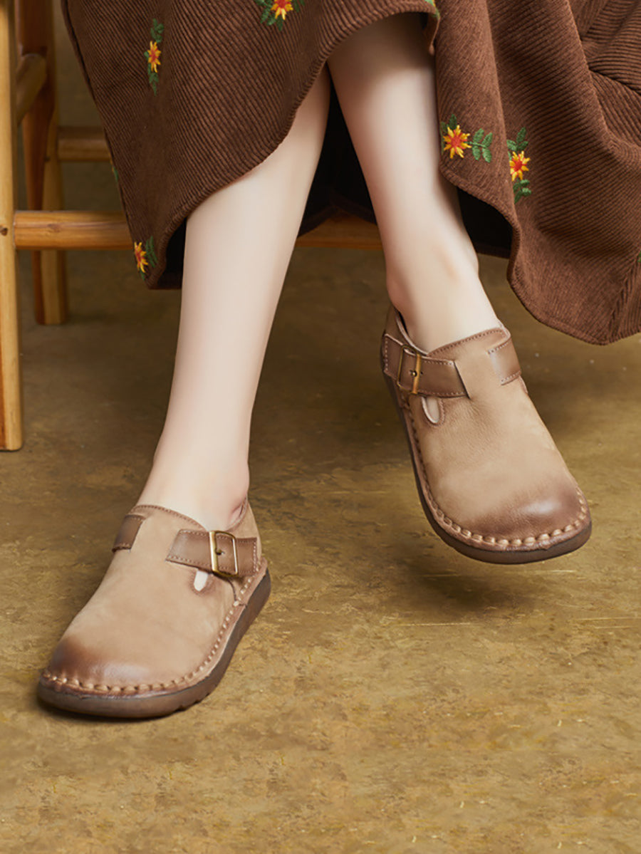 Women Casual Soft Genuine Leather Flat Shoes