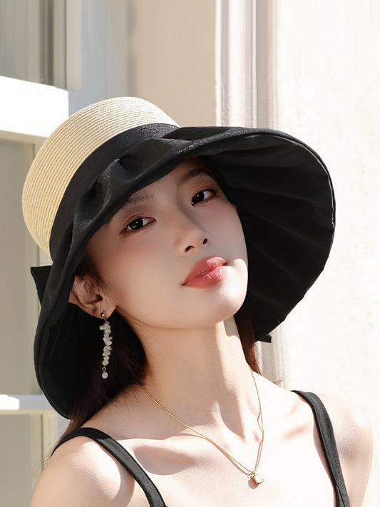 Women Summer Sunproof Straw Spliced Hat