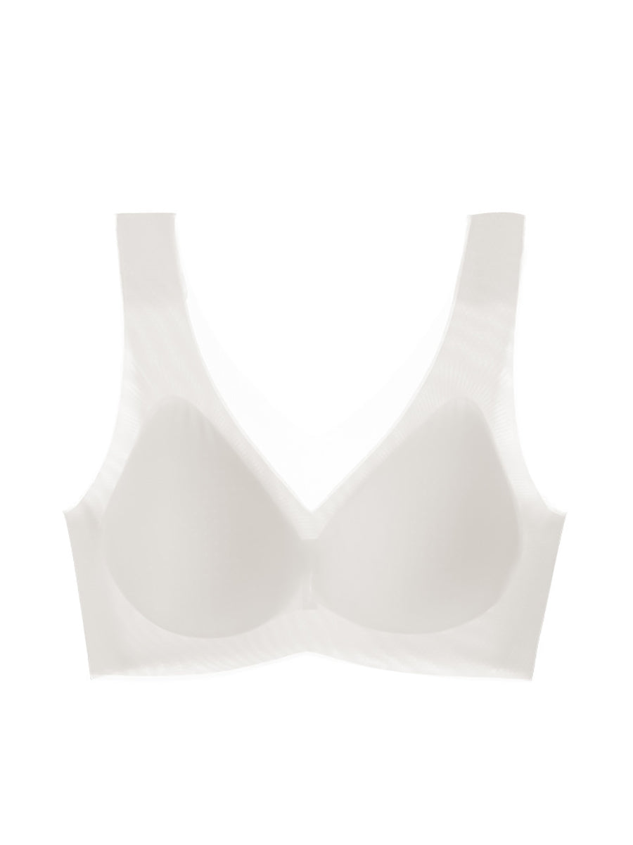 Women Artsy Summer Pure Color Satin Seamless Bra