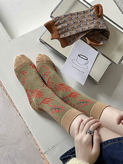 5 Pairs Women Vintage Warm Socks