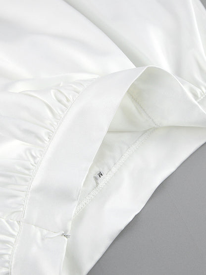 Loose Pleated Solid Color Lantern Skirts Bottoms