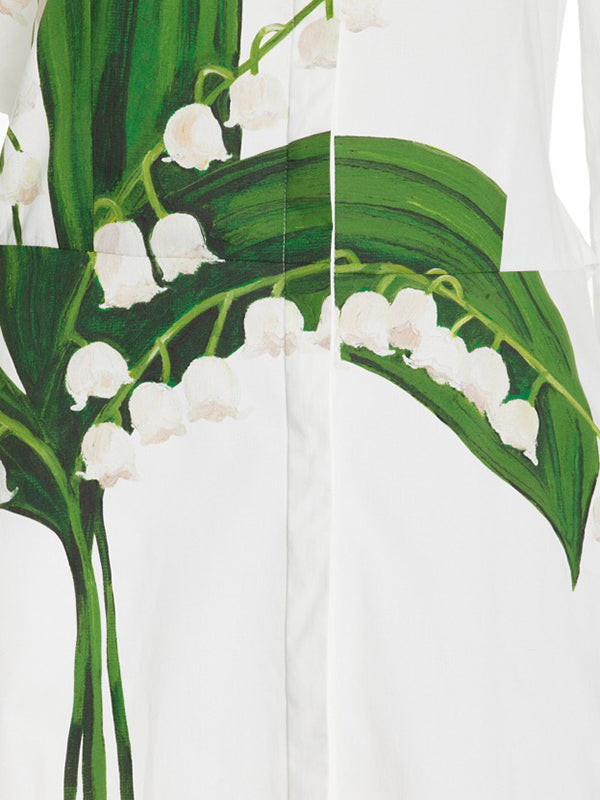 A-Line Long Sleeves Buttoned Flower Print Round-Neck Maxi Dresses