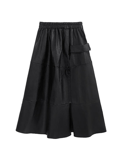 A-Line Hipster Solid Color Split-Joint Zipper Skirts Bottoms