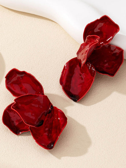 Irregularity Flower Print Earrings Accessories