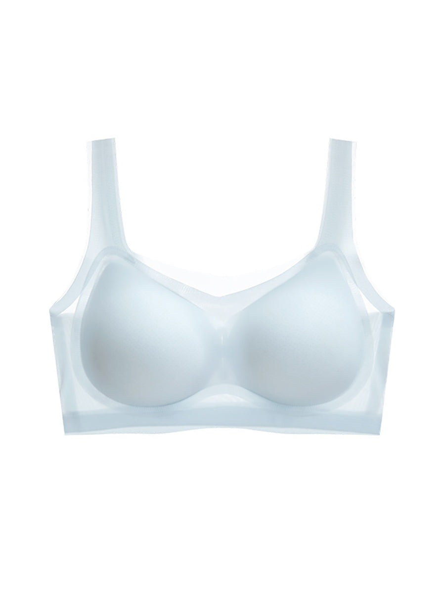 Women Summer Casual Satin Pure Color Seamless Bra