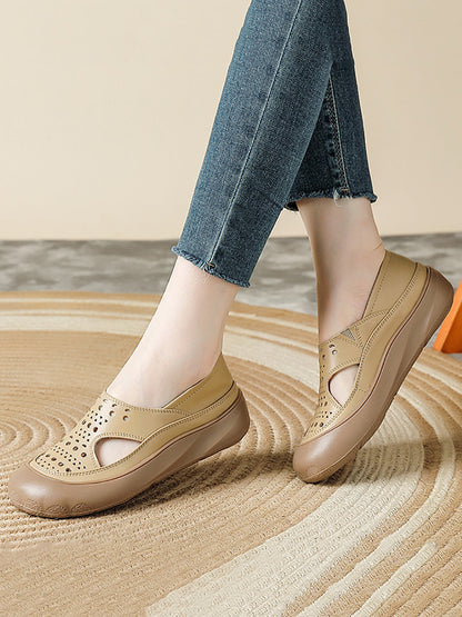 Women Summer Casual Genuine Leather Flat Sandals