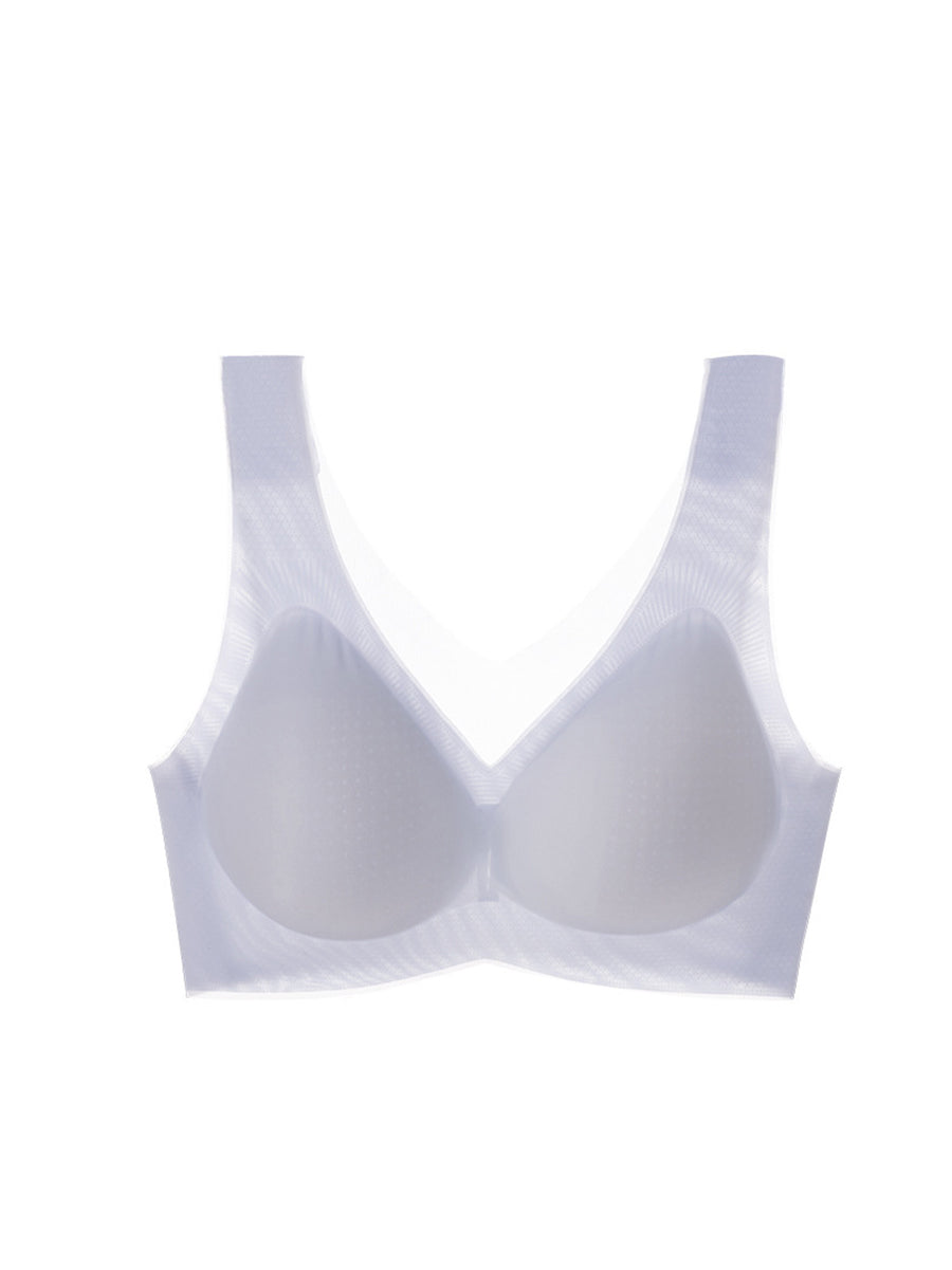 Women Artsy Summer Pure Color Satin Seamless Bra