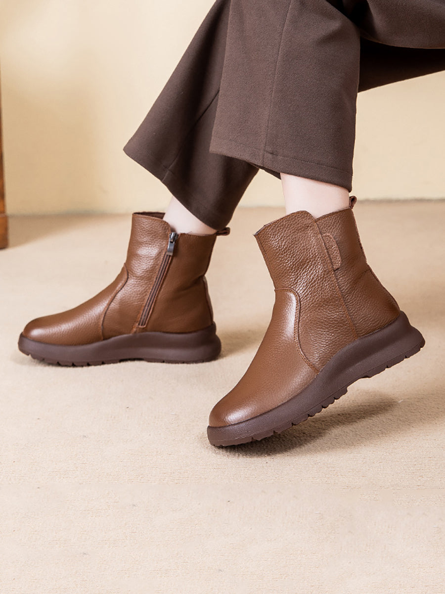 Women Vintage Genuine Leather Ankle Boots