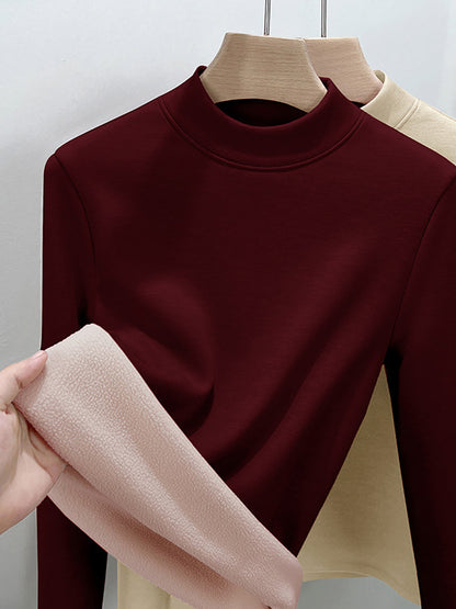 Women Autumn Casual Warm Half-Turtleneck Base Blouse
