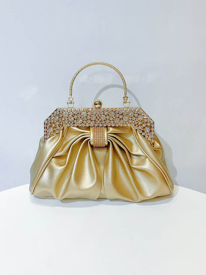 Chains Pleated Rhine Stones Split-Joint Evening Bags & Clutches Handbags
