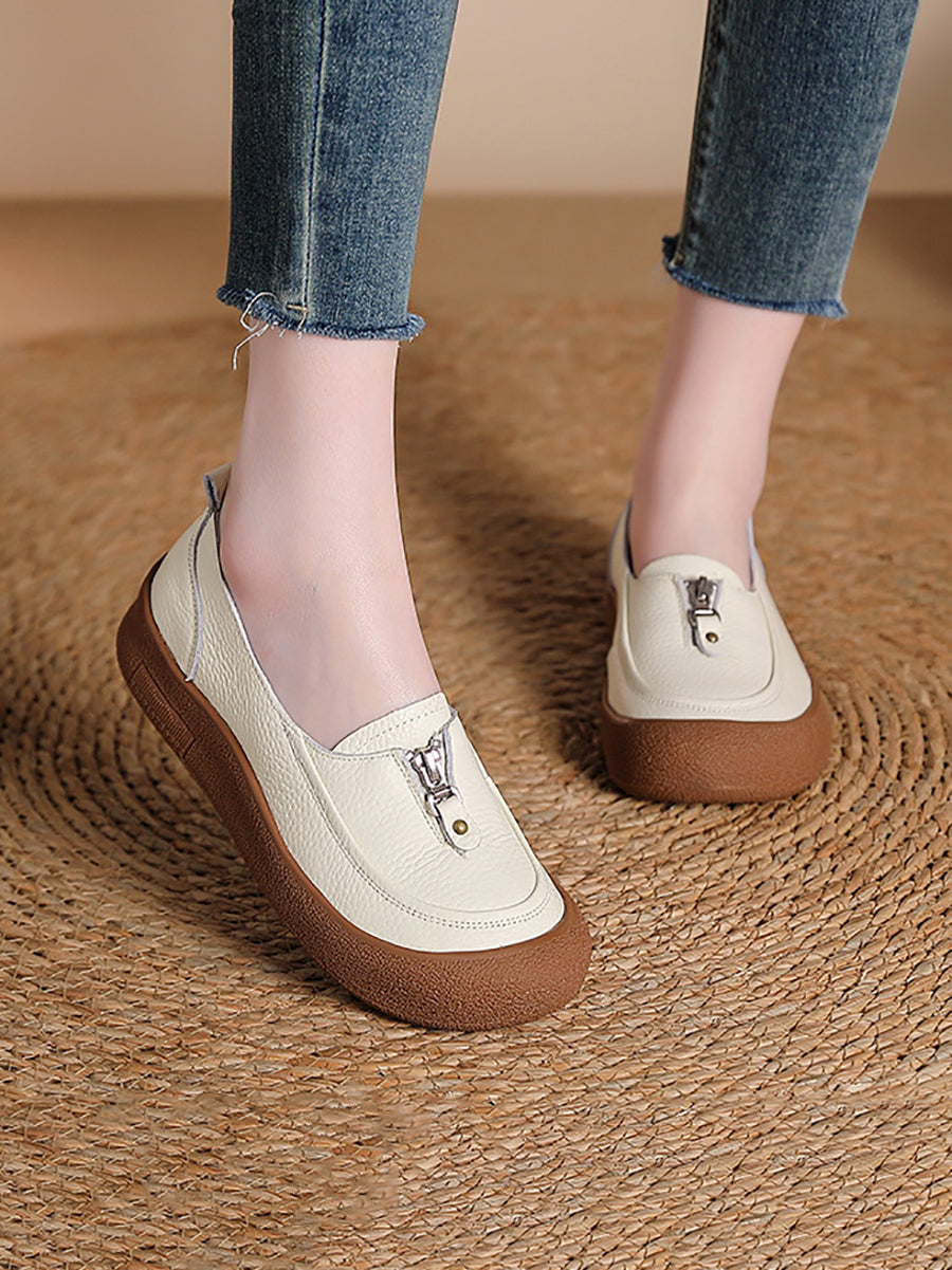 Women Vintage Summer Soft Leather Platform Shoes