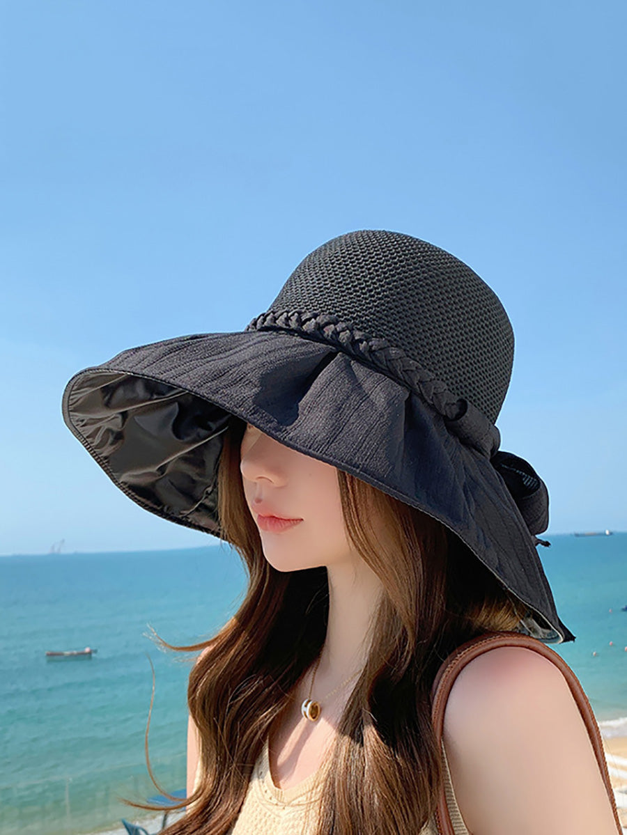 Women Summer Artsy Straw Spliced Sunproof Hat