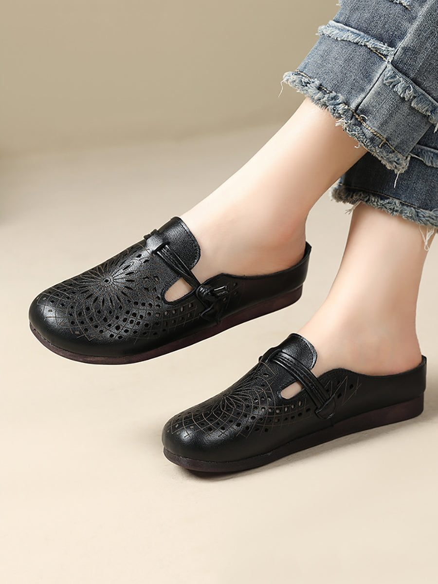 Women Summer Genuine Leather Hollow Out Shoes
