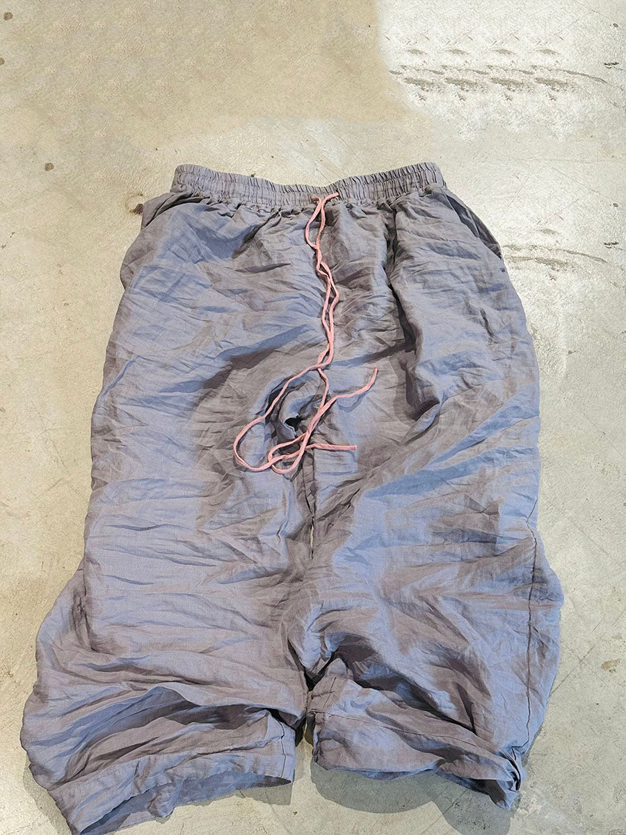 Women Vintage Autumn Solid Loose Ramie Wide-leg Pants