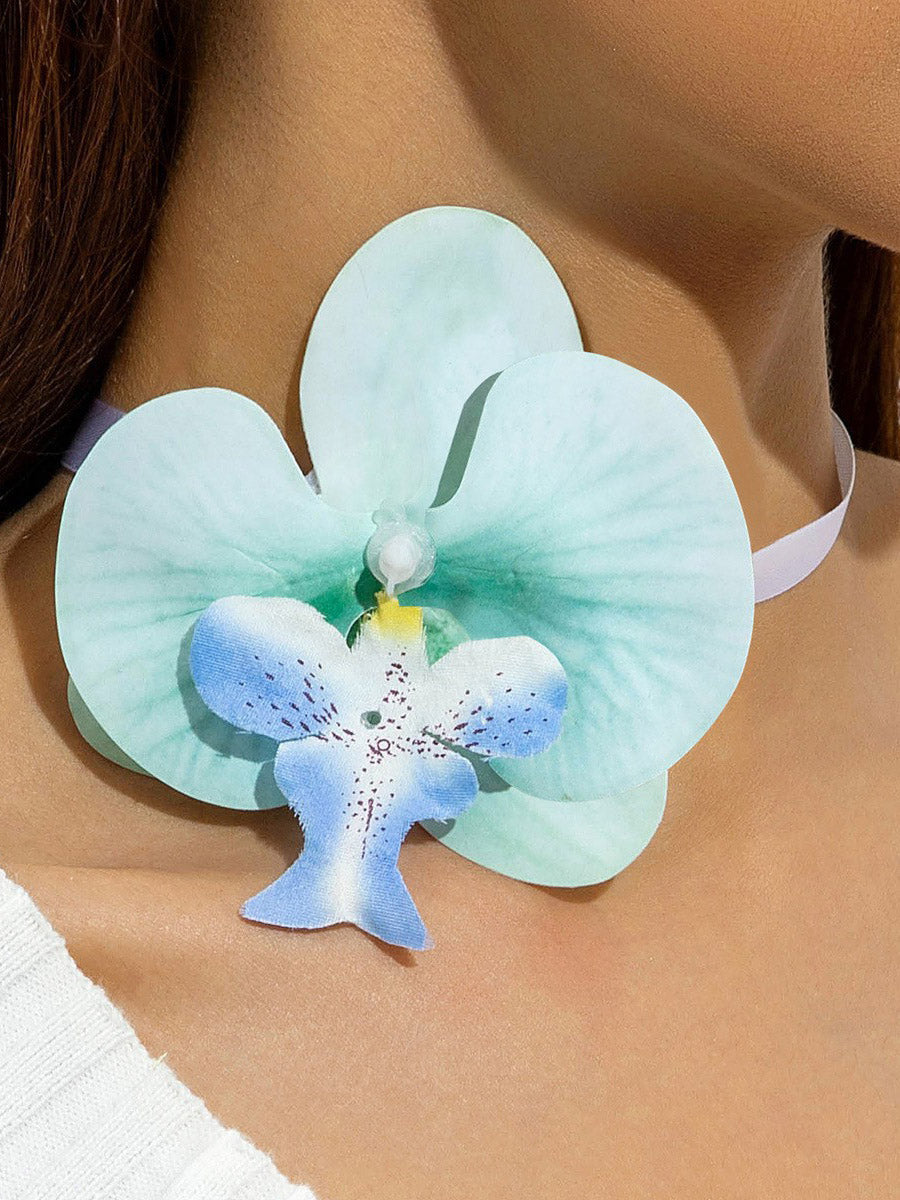 Three-Dimensional Flower Solid Color Flower Shape Necklaces Accessories