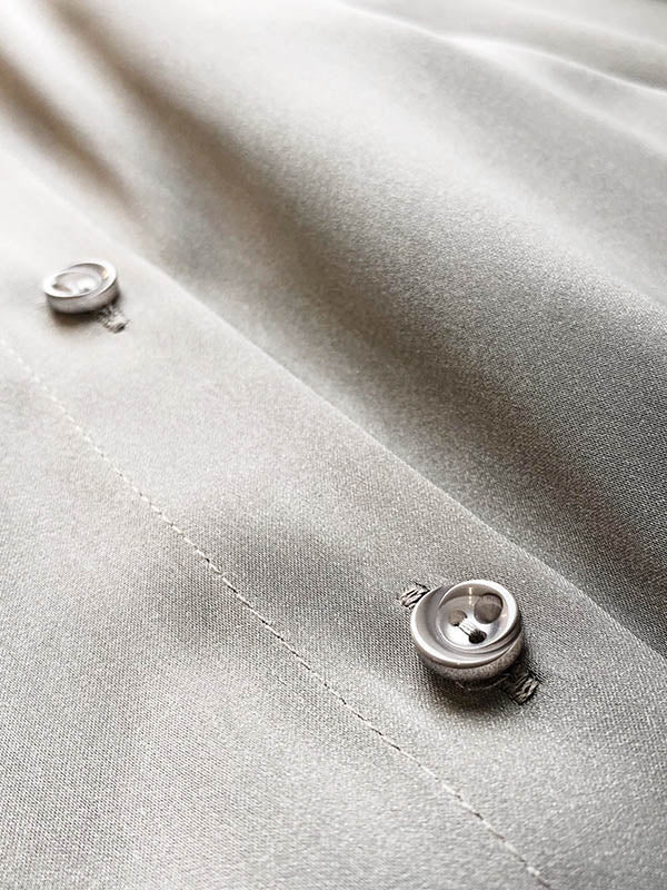 Simple Solid Color Satin Chiffon Long Sleeve Blouse