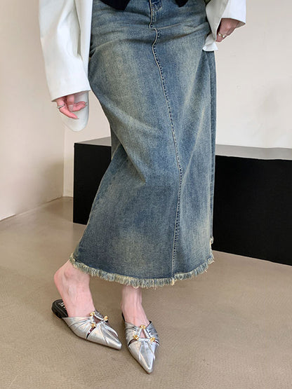 Hollow Pointed-Toe Split-Joint Sandals Slippers&Mules
