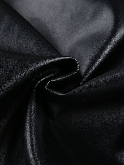 Long Sleeves Loose Split-Joint Lapel PU Jackets
