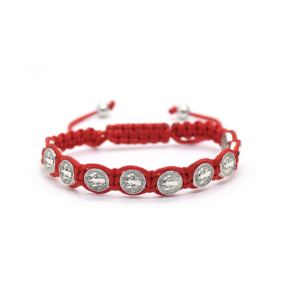 Unisex Red Cross Bracelet Featuring Rope Chain And Alloy Material With Braid Craftsmanship