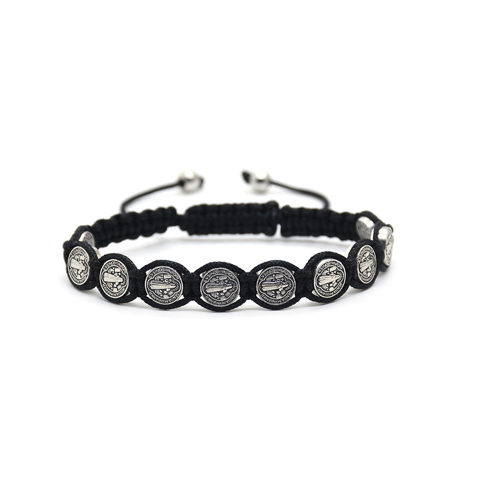 Unisex Red Cross Bracelet Featuring Rope Chain And Alloy Material With Braid Craftsmanship