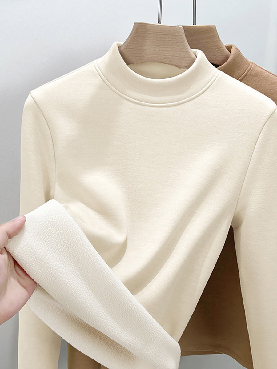 Women Autumn Casual Warm Half-Turtleneck Base Blouse