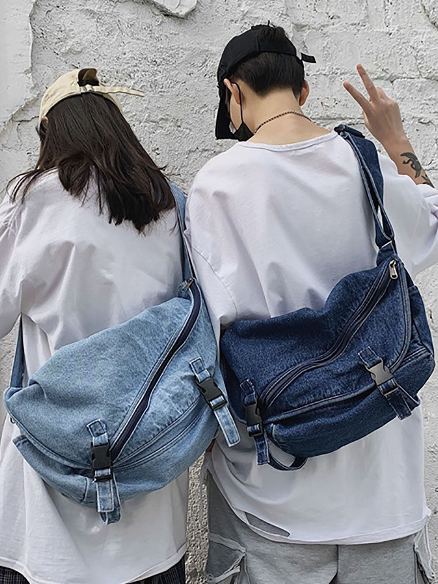 Women Vintage Denim Large Capacity Crossbody Bag