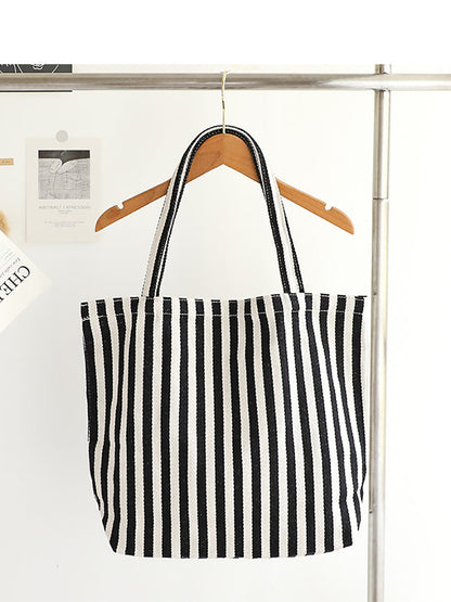 Women Casual Stripe Canvas Shoulder Bag