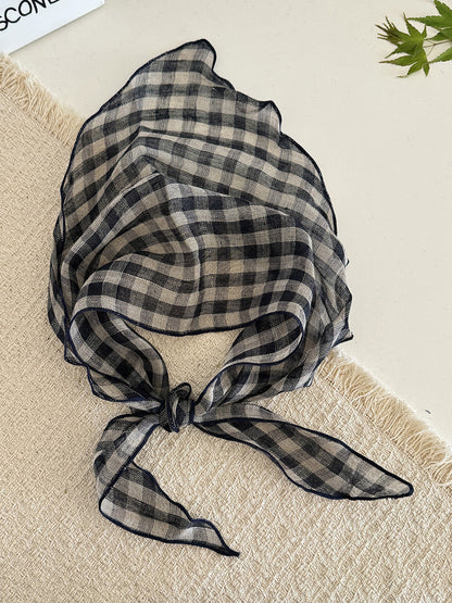 Women Summer Stripe Plaid Soft Triangle Scarf