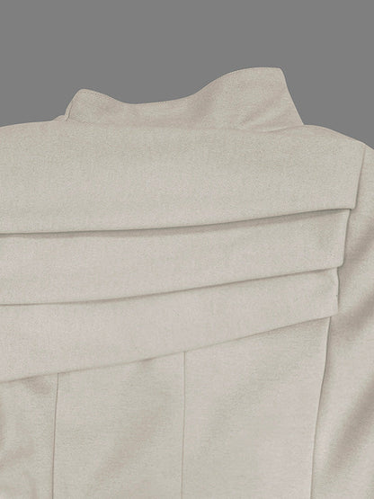 Long Sleeves Loose Pockets Solid Color Split-Joint Notched Collar Blazer Outerwear