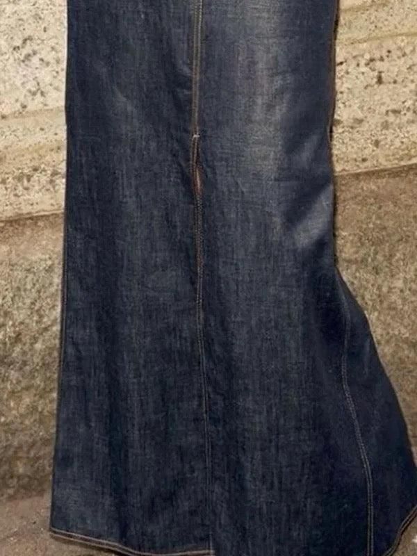 Column No Belt Solid Color Zipper Skirts Bottoms